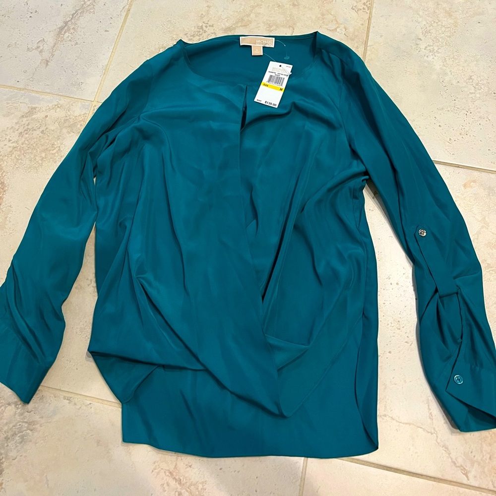 Michael Kors Long Sleeve Cross Over Top